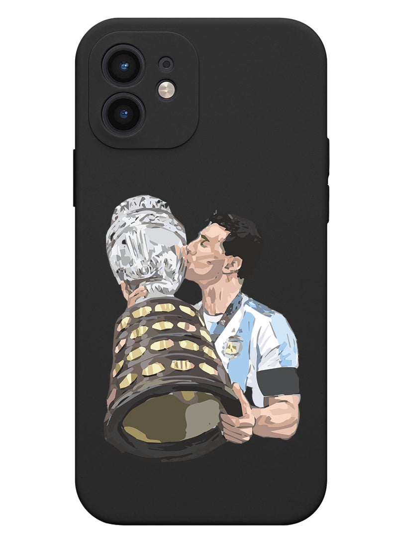 Theodor Protective Slim Fit Case Liquid Silicone Cover with Full Body Protection Anti-Scratch Shockproof Case For iPhone 12 Black  - Mickey Kissing - Image 1