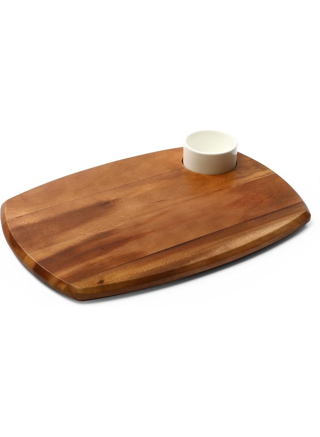 بيلي بلي لوح تقديم خشبي مع وعاء سيراميك للغموس - Image 1