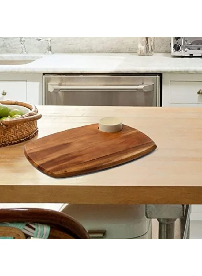 بيلي Billi Wooden Serving Board with Ceramic Dip Bowl