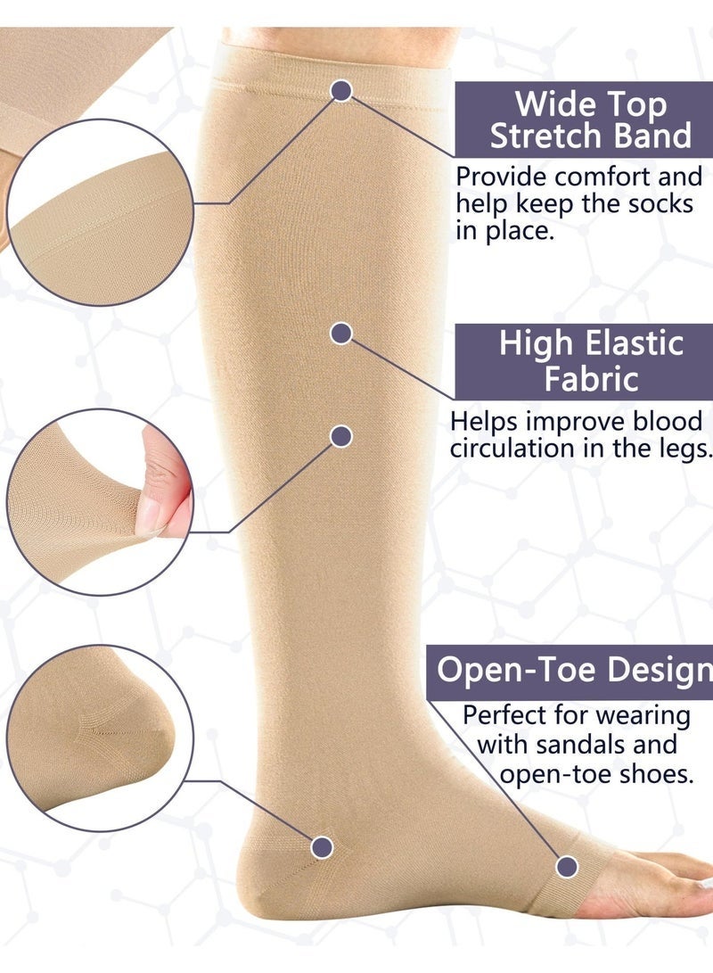 Maternity Medical Compression Socks, Compression Socks, Compression Stockings, 23-32mmHg Graduated Pressure, Open-Toe Breathable Design, Effective Edema Relief, Perfect for Pregnancy Swelling, Postpartum Recovery, Long Travel & Standing Work (Nude) - Image 4