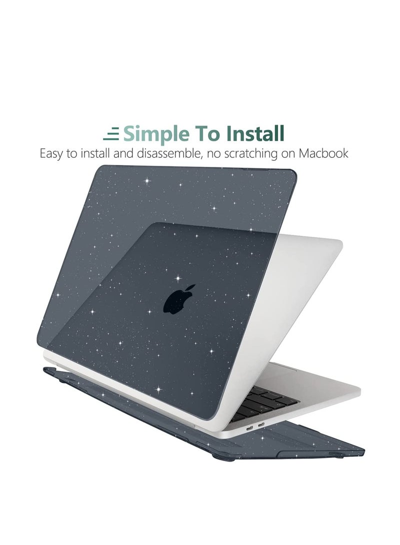Case for MacBook Air 13 incn 2020 2019 2018 A2337 M1 A2179 A1932, Glitter Hard Shell Case Cover with Keyboard Cover Skin & Screen Protector for New Mac Air 13'' with Touch ID Retina, Black  - Image 2