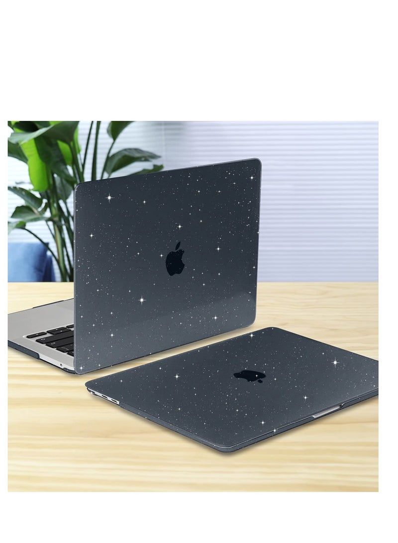 Case for MacBook Air 13 incn 2020 2019 2018 A2337 M1 A2179 A1932, Glitter Hard Shell Case Cover with Keyboard Cover Skin & Screen Protector for New Mac Air 13'' with Touch ID Retina, Black  - Image 4