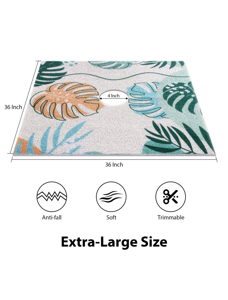 Yonala Extra Large Square Shower Mat, Yonala 36 x 36 Inch Stylish Non Slip Shower Mats for Inside Shower with Drain Hole in Middle, Soft Trimmable PVC Loofah Anti Slip Shower Mat, Quick Drying - Image 2