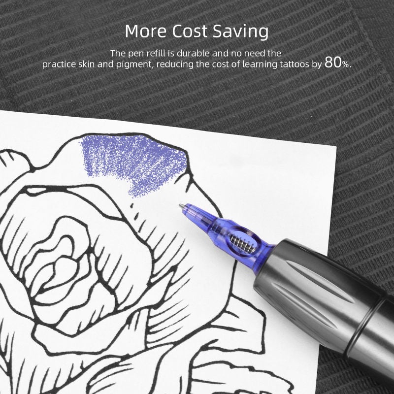 Ballpoint Pen Tattoo Cartridges 20pcs Blue High-Quality Pvc Tip Individually Packed - Compatible With Most Tattoo Guns Cartridge Tattoo Needles for Beginner Tattoo Artists Practice Drawing - Image 2