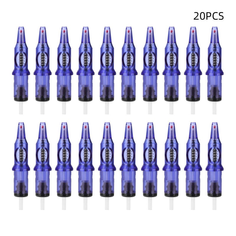 Ballpoint Pen Tattoo Cartridges 20pcs Blue High-Quality Pvc Tip Individually Packed - Compatible With Most Tattoo Guns Cartridge Tattoo Needles for Beginner Tattoo Artists Practice Drawing - Image 1