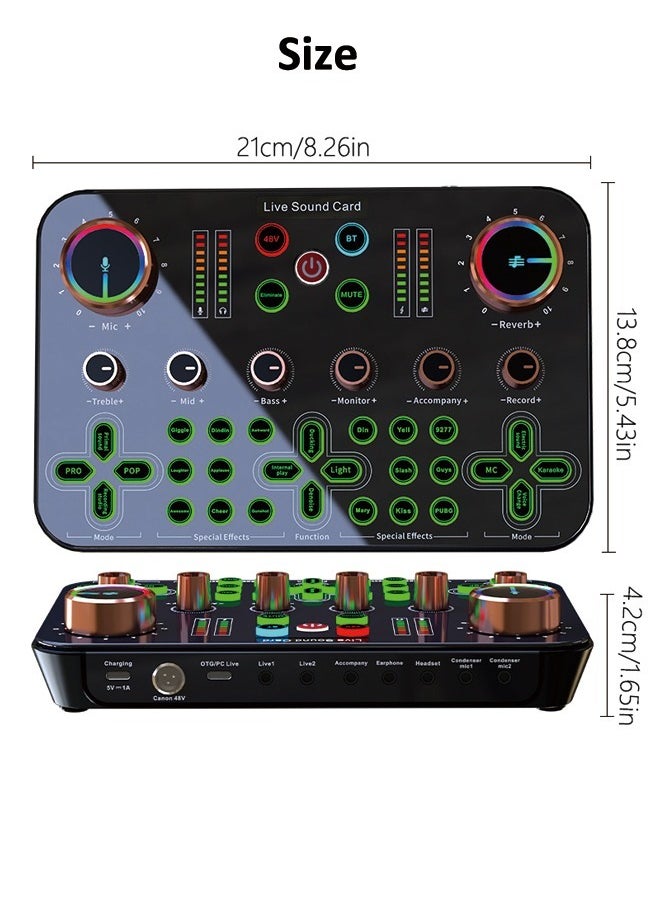 OKASA - Live Sound Card - Microphone Voice Changer - Live, Game, Recording, Singing, Tik Tok, YouTube, PC, Mobile Audio Mixer - Image 1