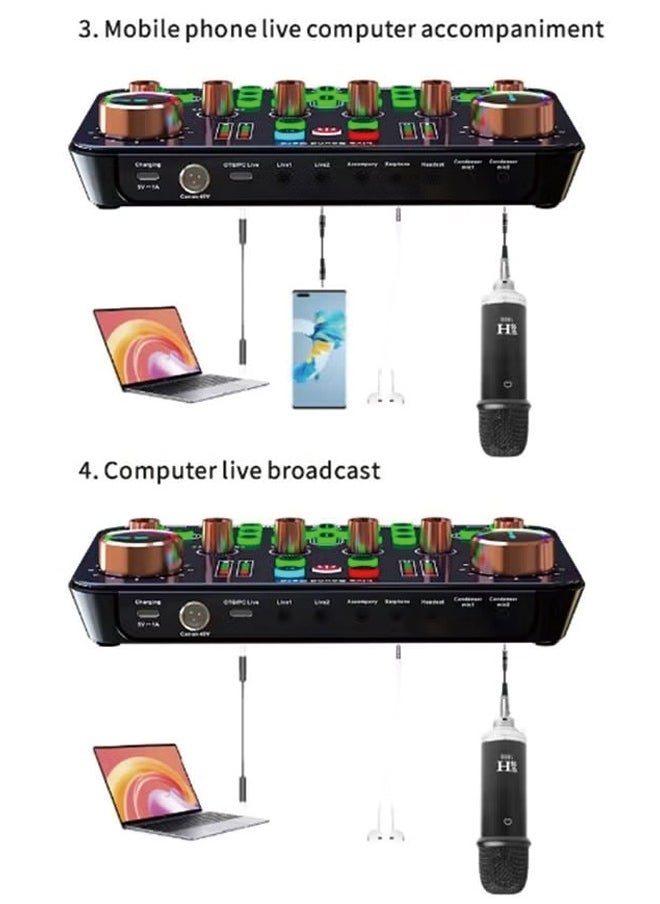 OKASA - Live Sound Card - Microphone Voice Changer - Live, Game, Recording, Singing, Tik Tok, YouTube, PC, Mobile Audio Mixer - Image 1