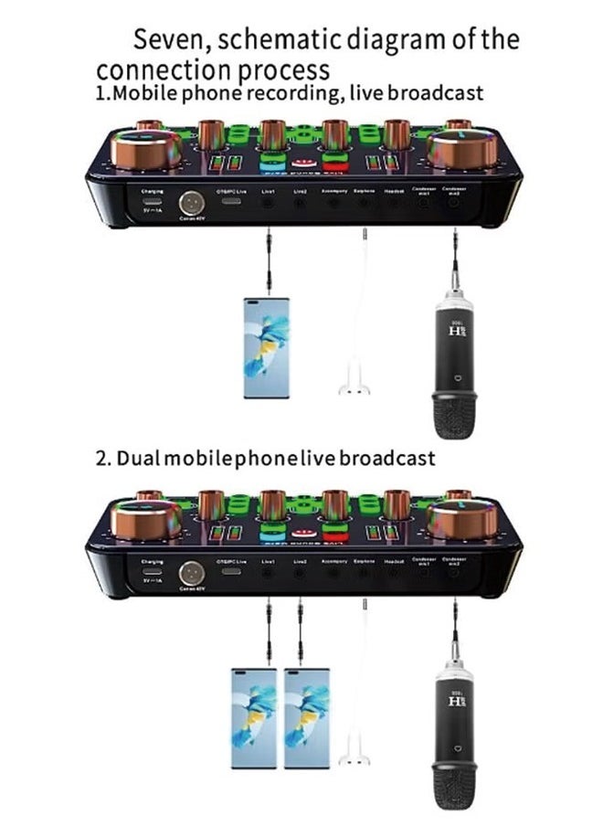 OKASA - Live Sound Card - Microphone Voice Changer - Live, Game, Recording, Singing, Tik Tok, YouTube, PC, Mobile Audio Mixer - Image 1