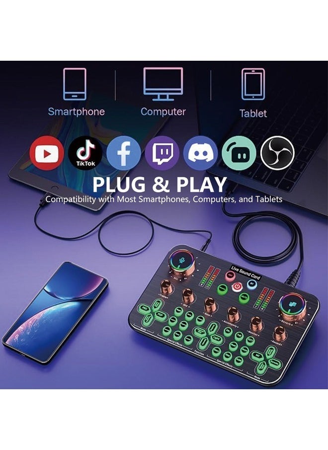 OKASA - Live Sound Card - Microphone Voice Changer - Live, Game, Recording, Singing, Tik Tok, YouTube, PC, Mobile Audio Mixer - Image 1