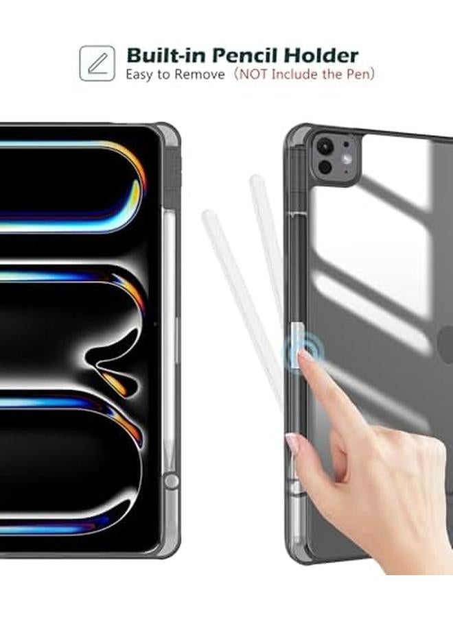 Procases For iPad Pro 13 Inch Case With Pencil Holder 2024 (M4 7Th Gen) 2024 Ipad Pro M4 13 Cover Clear Transparent Back Soft Tpu Bumper Ipad M4 13 Smart Folio Auto Sleep Wake Black - Image 4