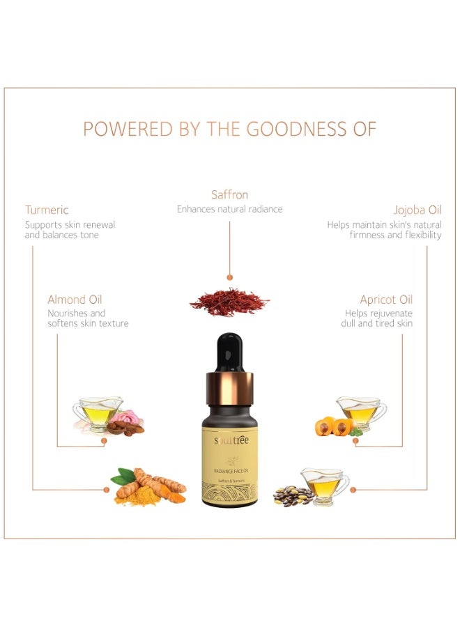 SoulTree Radiance Face Oil with Saffron & Turmeric - Boosts Natural Glow, Hydrates & Nourishes Dull Skin - 10ml - Image 4