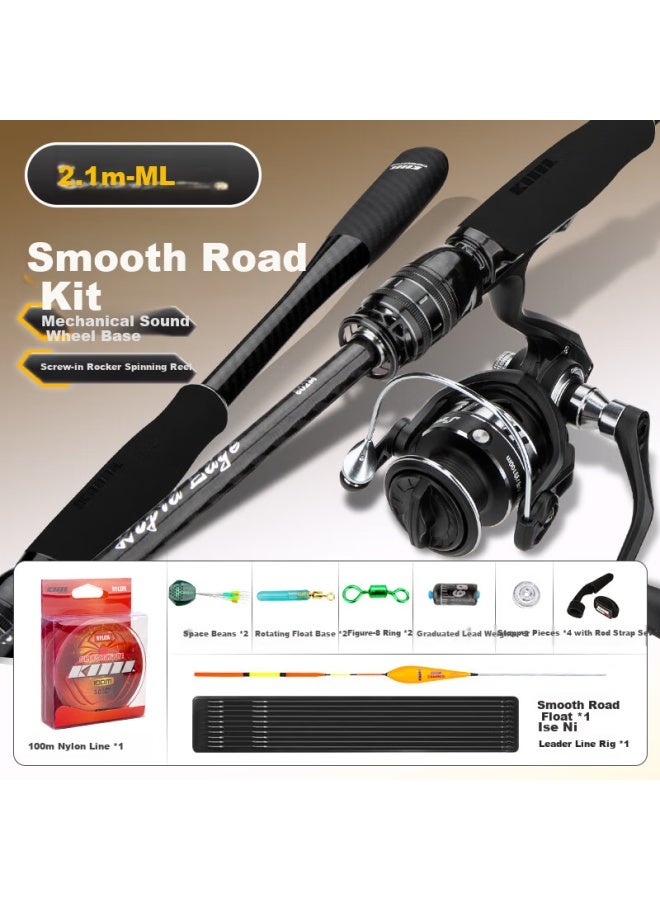 Komayray Lingci 2.1m Rod Full Set Long Cast Large Guide Ring Sliding Float Ml Action Straight Handle Spinning Fishing Rod