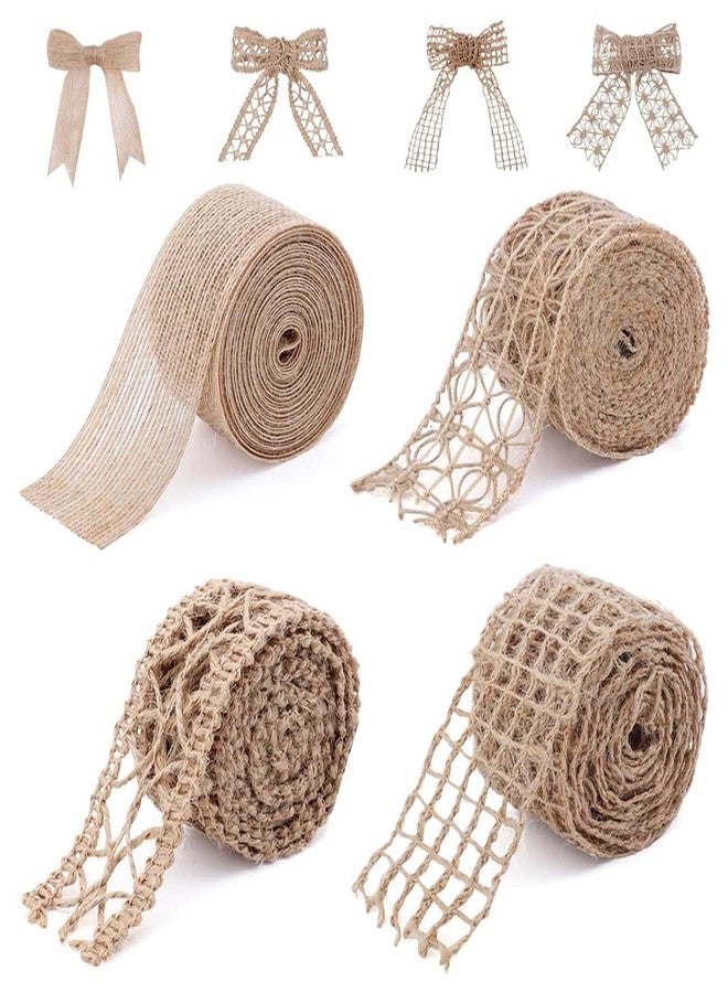 Homeaura® Jute Burlap Fabric Ribbon Lace Roll | 4 Rolls 6.6ft Long Jute Rope for DIY Crafts and Gift Wrapping Wedding Decorations and Event Decor | Natural Fabric Roll Craft Decoration (4 Rolls) - Image 1