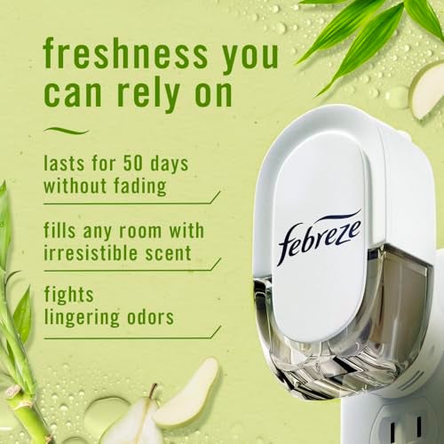 Febreze Plug In Air Freshener, Odor-Fighting Scented Oil Refill, Air Fresheners for Home and Bathroom and Kitchen, Long Lasting for Strong Odors, Light Bamboo Scent, 0.87oz Refills, 3 Count - Image 2