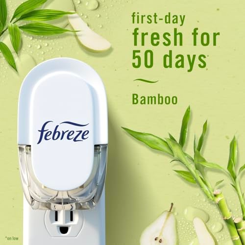 Febreze Plug In Air Freshener, Odor-Fighting Scented Oil Refill, Air Fresheners for Home and Bathroom and Kitchen, Long Lasting for Strong Odors, Light Bamboo Scent, 0.87oz Refills, 3 Count - Image 3