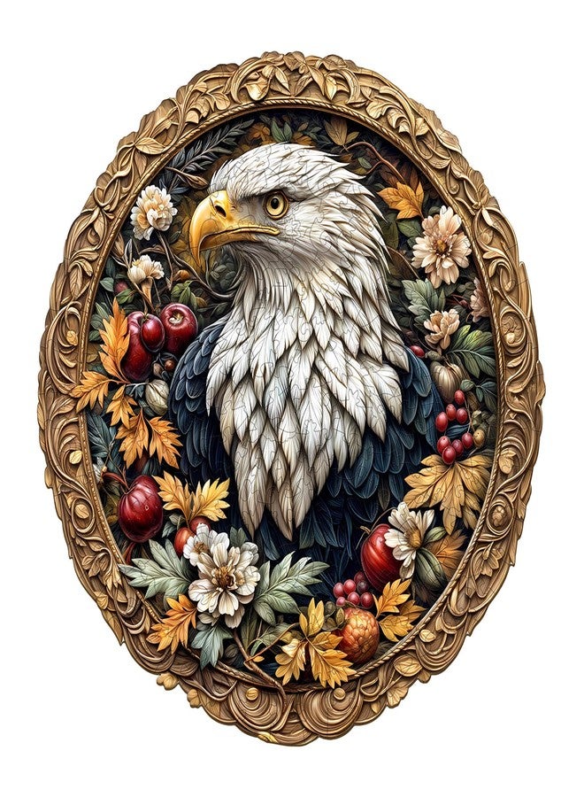 Purdicra Wooden Puzzles for Adults - Retro Eagle Wooden Jigsaw Puzzle, Unique Animal Shaped Wood Puzzles Adult, Christmas Birthday Gifts for Friends/Family, Home Decor 11.4 * 11.4in 200pcs - Image 1