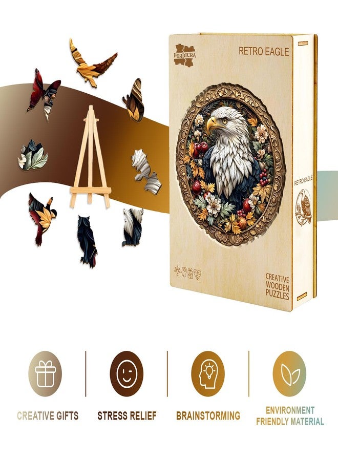Purdicra Wooden Puzzles for Adults - Retro Eagle Wooden Jigsaw Puzzle, Unique Animal Shaped Wood Puzzles Adult, Christmas Birthday Gifts for Friends/Family, Home Decor 11.4 * 11.4in 200pcs - Image 4