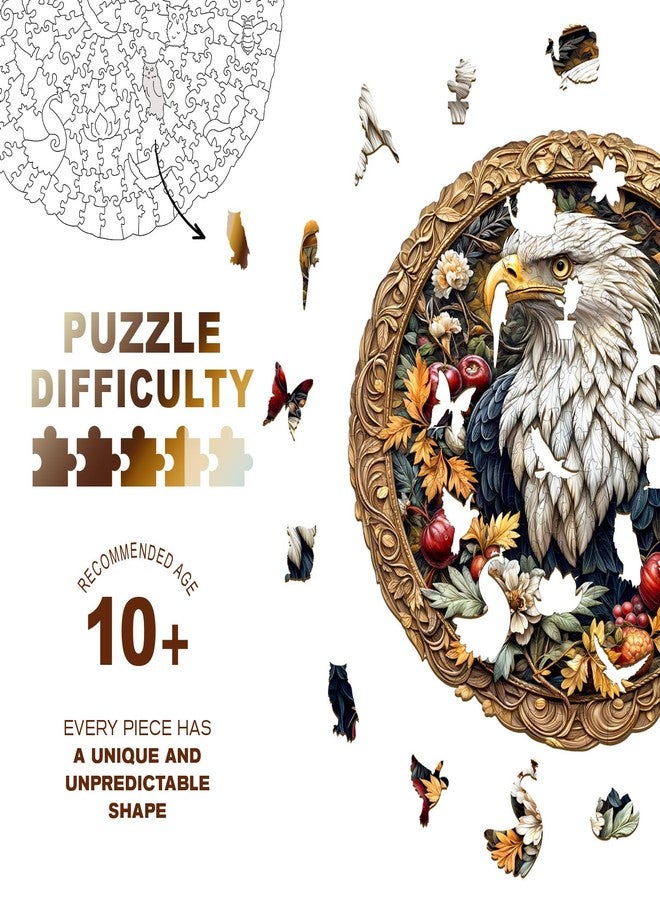Purdicra Wooden Puzzles for Adults - Retro Eagle Wooden Jigsaw Puzzle, Unique Animal Shaped Wood Puzzles Adult, Christmas Birthday Gifts for Friends/Family, Home Decor 11.4 * 11.4in 200pcs - Image 2