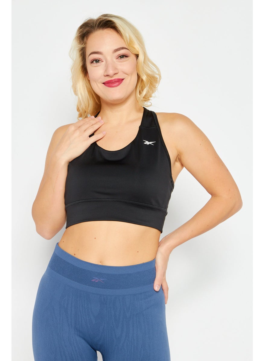 Reebok Women Non-Padded Brand Logo Sports Bra, Black  - Image 1
