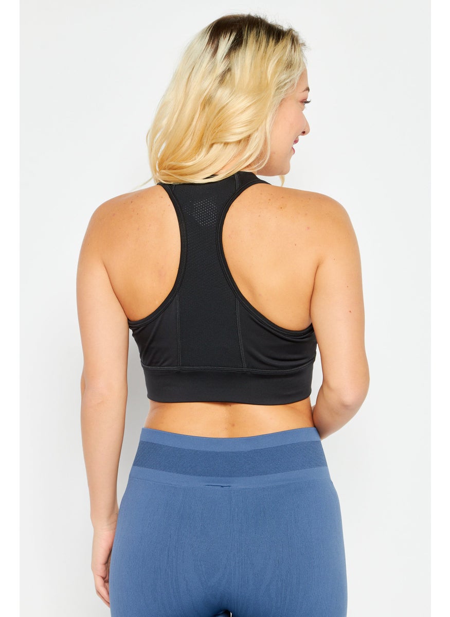 Reebok Women Non-Padded Brand Logo Sports Bra, Black  - Image 3
