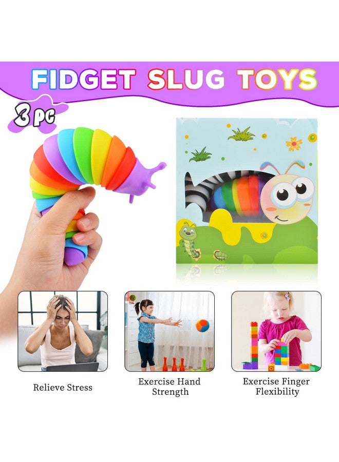 Cevioce Fidget Slug Toy, Sensory Slug Fidget Toy For Kids & Adults, 3Pcs Cute Autism Sensory Toys For Autistic Children, Toddler Stress Relief Toy｜Easter Basket Stuffers Valentines Gift For Kids Adhd - Image 4