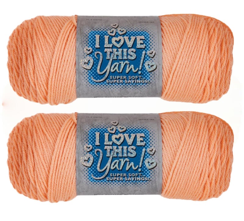 Hobby Lobby I Love This Yarn - 4 Medium 100% Acrylic Yarn for Crocheting & Knitting Blankets, Hats & Accessories, Set of 2, 230 Light Peach - Image 1
