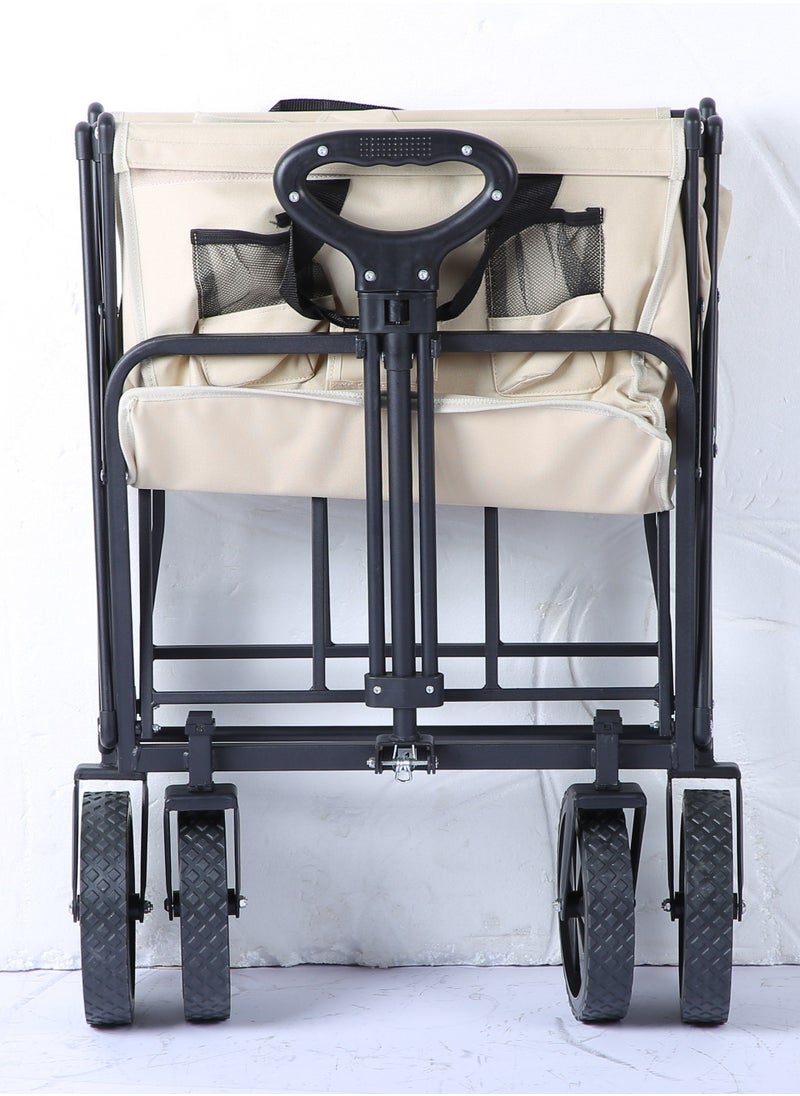 Mike Music Collapsible Foldable Wagon, Beach Cart, （5inchBeige)  - Image 4