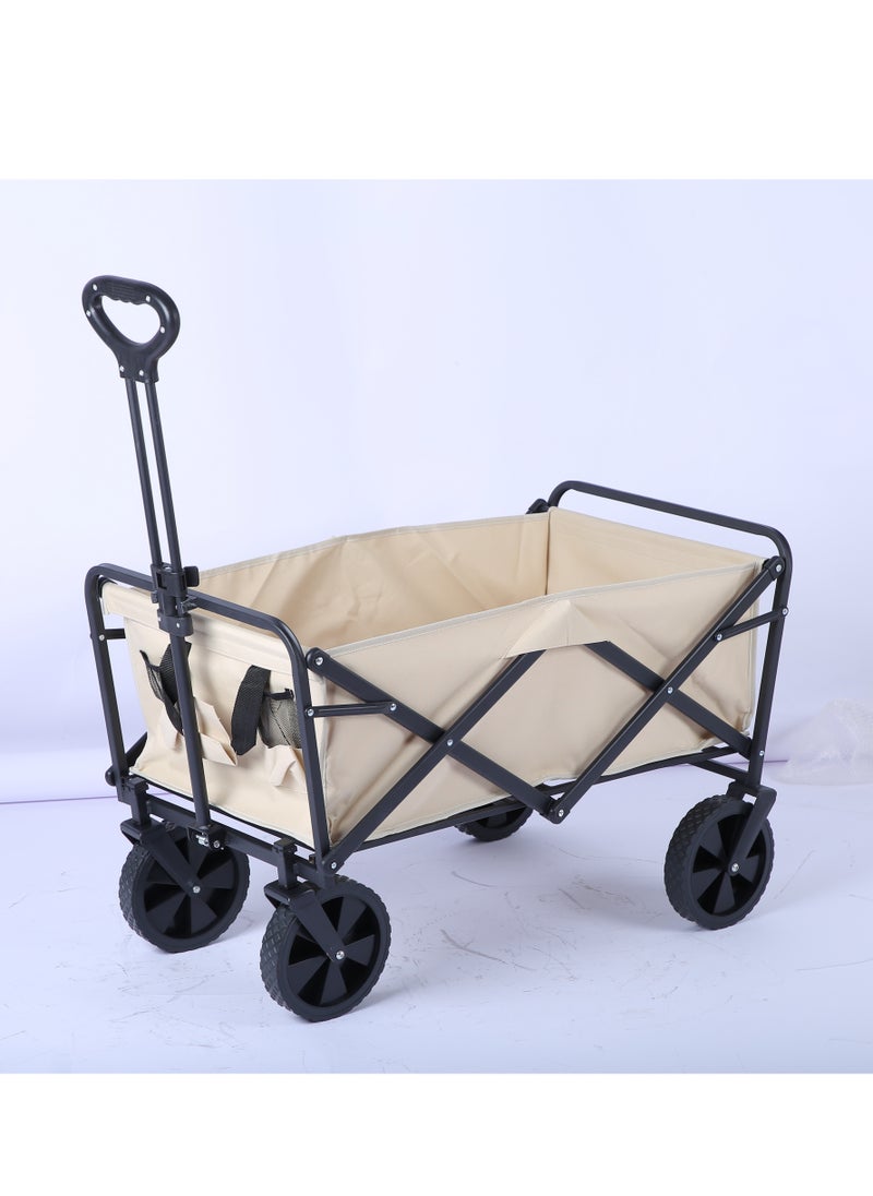 Mike Music Collapsible Foldable Wagon, Beach Cart, （5inchBeige)  - Image 2