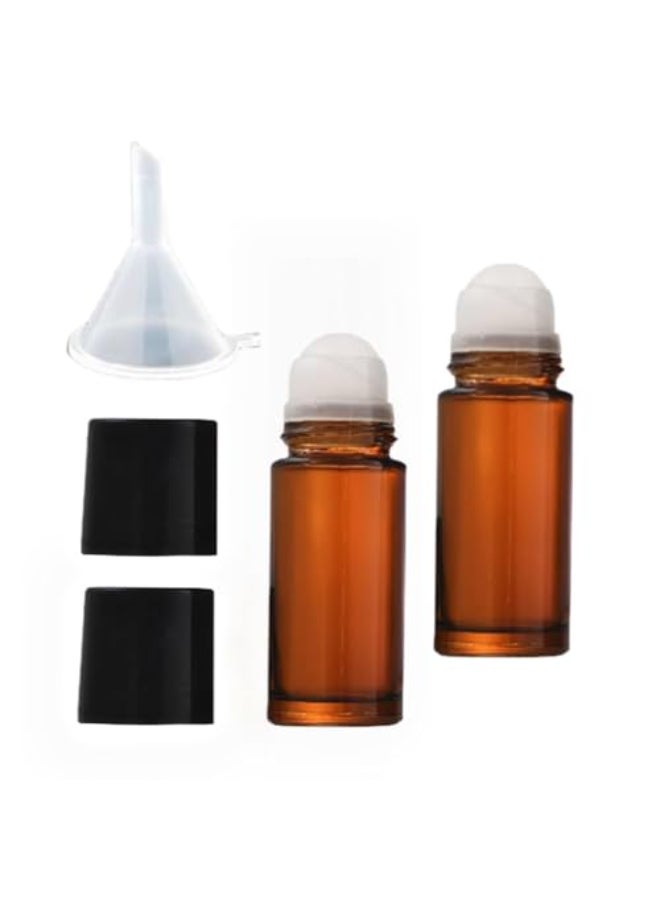 LNYMZD 2Pcs Brown 30ml Glass Essential Oil Roller Bottles Refillable Roll on Bottles Empty Deodorant Bottle Containers Rollerball Beauty and Personal Care Tools for Fragrance Cosmetics - Image 1