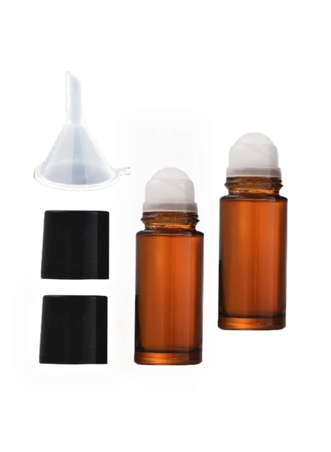 LNYMZD 2Pcs Brown 30ml Glass Essential Oil Roller Bottles Refillable Roll on Bottles Empty Deodorant Bottle Containers Rollerball Beauty and Personal Care Tools for Fragrance Cosmetics - Image 2