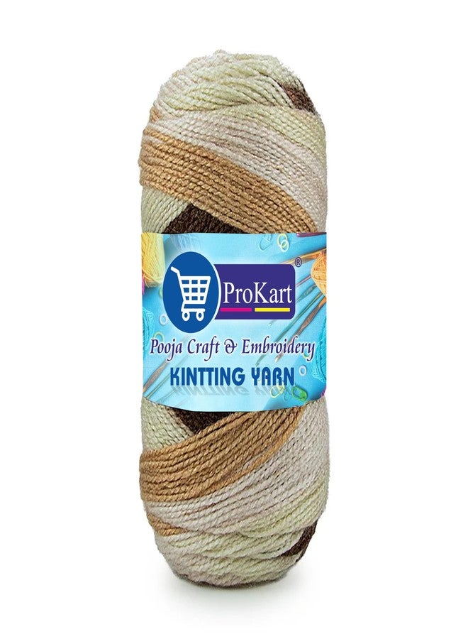 ProKart Spectrum 100% Acrylic Supersoft Hand Knitting & Crochet Yarn – 1 Ball (100g) | Premium Hand Knitting Yarn Wool for Crafting, Knitting, and Crochet Projects (Cream Beige Brown Green - PSP002, Pack of 1)