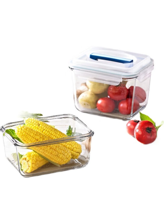 Glasslock Imported Tempered Glass Portable Large Capacity Refrigerator Storage Container With Handle, Sealed Moisture-Proof 3700Ml - Image 1