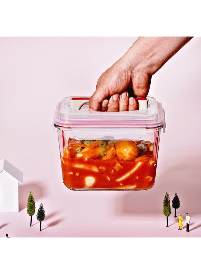 Glasslock Imported Tempered Glass Portable Large Capacity Refrigerator Storage Container With Handle, Sealed Moisture-proof 3700ml - Image 1