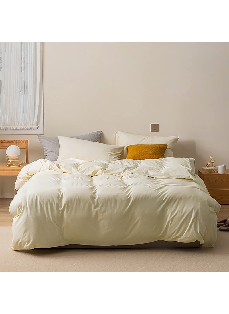 Luxlovery Luxlovery Ivory Beige Comforter Set Queen Off White Bedding Comforter Set Beige White Minimalist Bedding Set Cotton Soft Breathable Blanket Quilts Modern Cream White Comforter Set  - Image 1