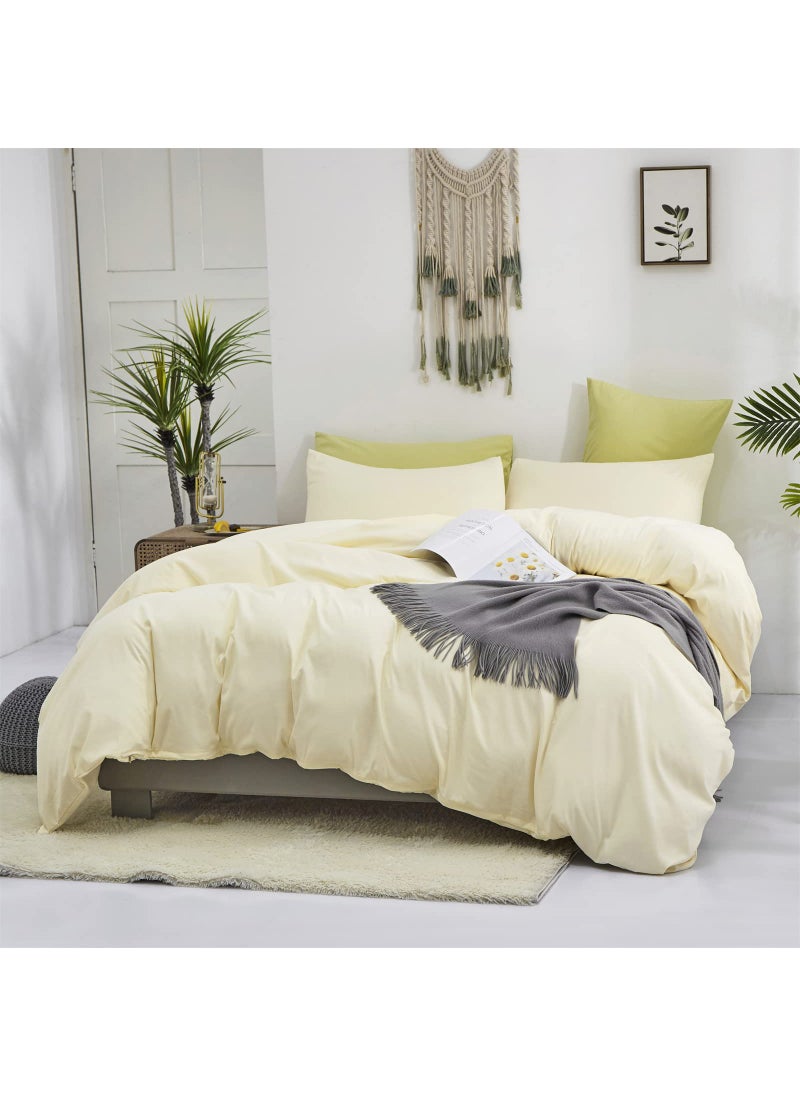 Luxlovery Luxlovery Ivory Beige Comforter Set Queen Off White Bedding Comforter Set Beige White Minimalist Bedding Set Cotton Soft Breathable Blanket Quilts Modern Cream White Comforter Set  - Image 4