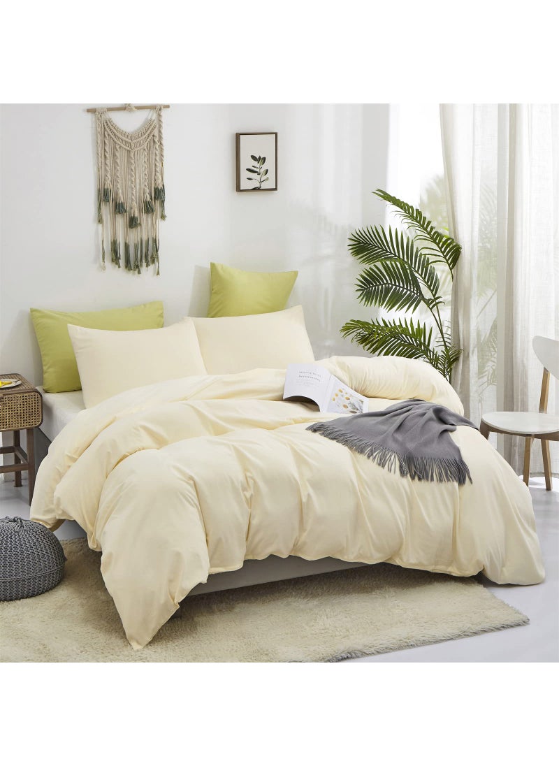 Luxlovery Luxlovery Ivory Beige Comforter Set Queen Off White Bedding Comforter Set Beige White Minimalist Bedding Set Cotton Soft Breathable Blanket Quilts Modern Cream White Comforter Set  - Image 2