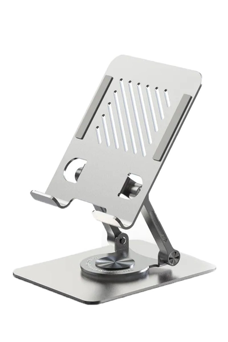 High-quality metal iPad stand with a stable base and adjustable design - 360° rotation and flexible height - Durable material supports all tablets for a comfortable and safe user experience in the office or home - Image 1