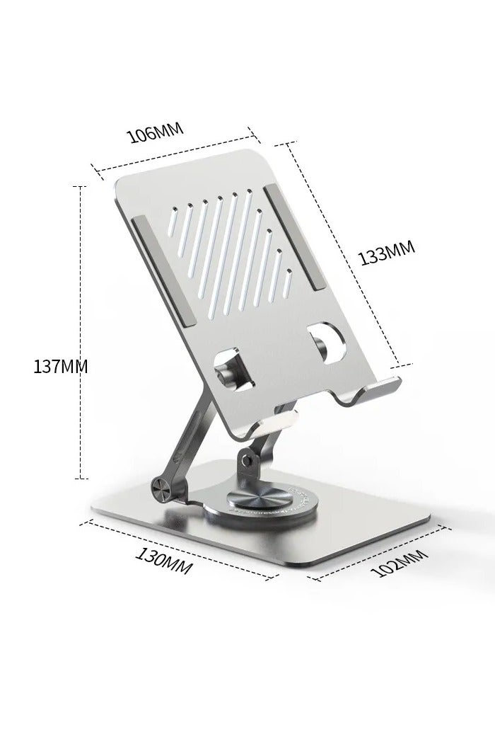High-quality metal iPad stand with a stable base and adjustable design - 360° rotation and flexible height - Durable material supports all tablets for a comfortable and safe user experience in the office or home - Image 2