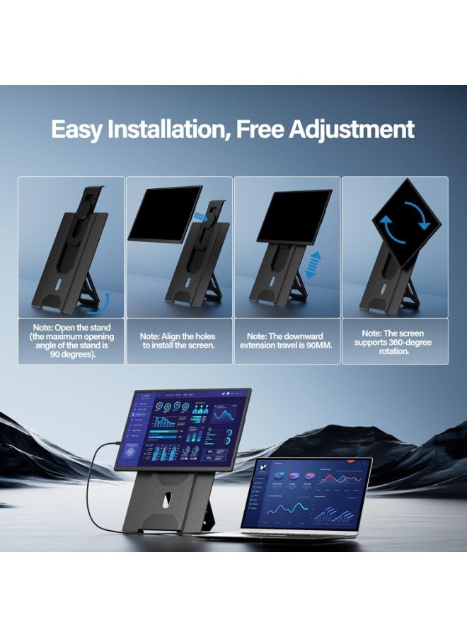 موسع شاشة لابتوب محمول مقاس 16.1 بوصة - شاشة FHD IPS بدقة 1920x1200 قابلة للفصل، حامل مغناطيسي قابل للدوران 360 درجة، نسبة عرض 16:10، توصيل وتشغيل مباشر، متوافق مع ويندوز، ماك، لينكس وأندرويد - Image 3
