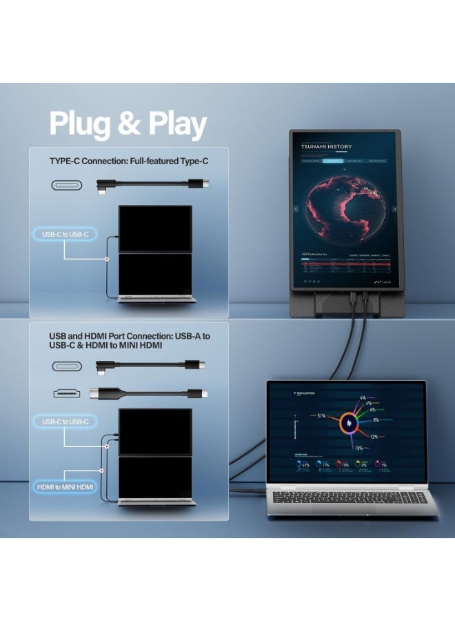 موسع شاشة لابتوب محمول مقاس 16.1 بوصة - شاشة FHD IPS بدقة 1920x1200 قابلة للفصل، حامل مغناطيسي قابل للدوران 360 درجة، نسبة عرض 16:10، توصيل وتشغيل مباشر، متوافق مع ويندوز، ماك، لينكس وأندرويد - Image 4