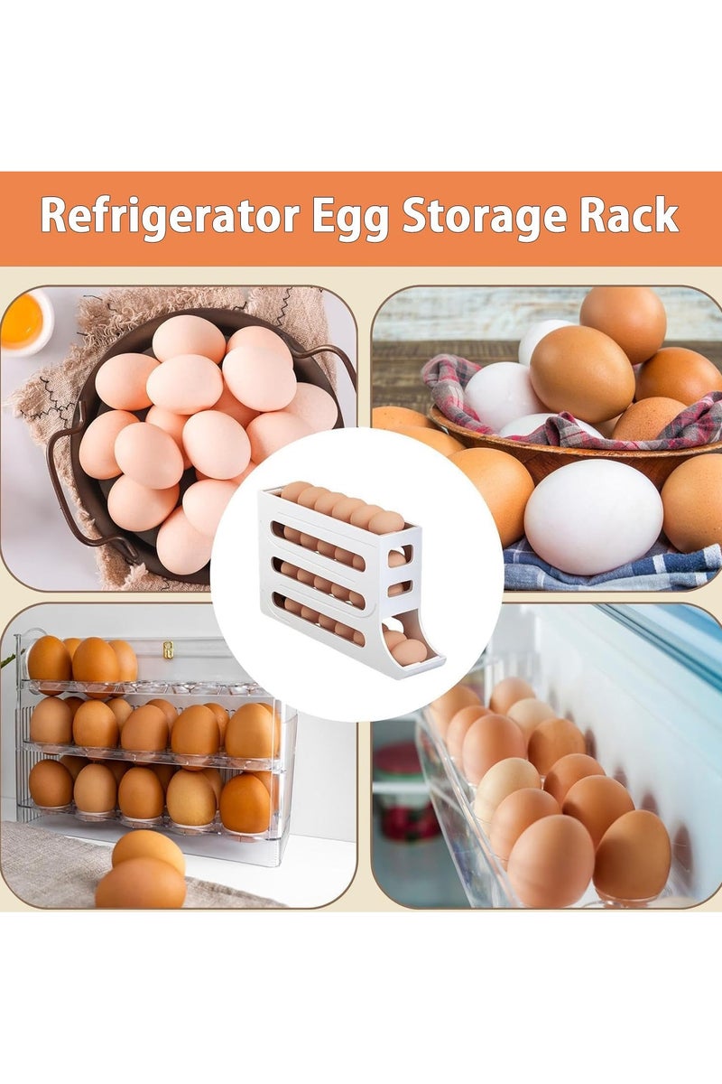 ماهمير حامل بيض مكون من 4 طبقات وموزع دوار بسعة 30 بيضة، تخزين البيض للثلاجة، منظم حامل دوار البيض التلقائي لتوفير المساحة في الثلاجة. - Image 3