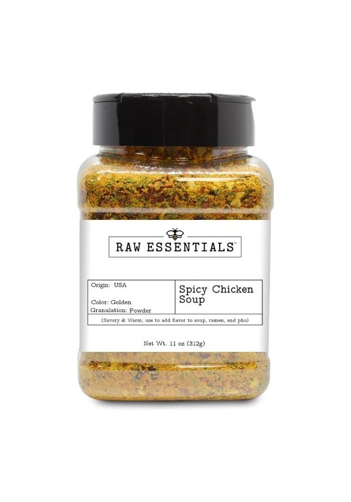 Raw Essentials Spicy Chicken Bouillon - Savory Seasoning Blend for Soups, Ramen, and Pho - 11 Ounce Bottle - Image 1