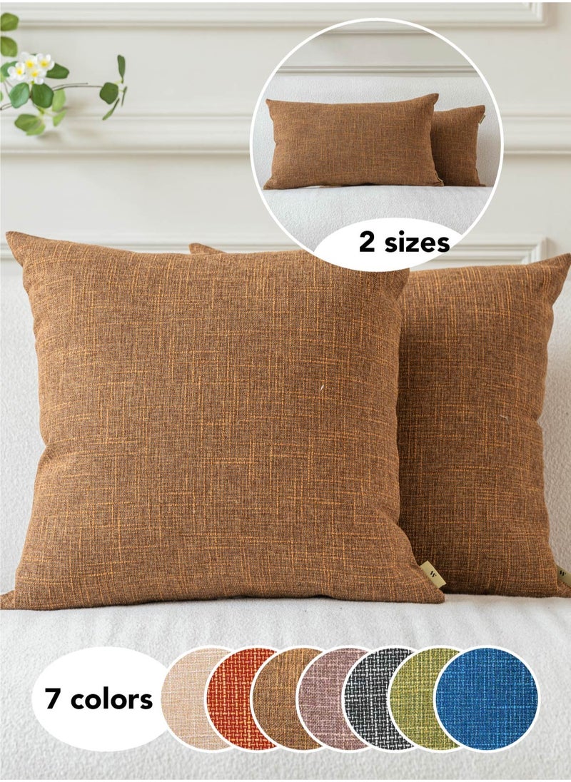 a moment Set of 2 Rust Linen Cushion Cover Decorative Throw Pillow Covers Farmhouse Pillow Covers with Cross for Couch Sofa Bed Living Room Home Decor  - Image 1