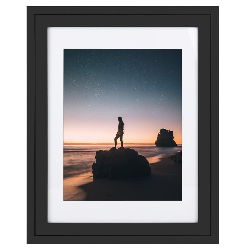 Golden State Art Golden State Art 14x18 Picture Frame  Displays 11x14 Photo with Mat or 14x18 Without Mat Wide Moulding Solid Wood Frame for Wall Display Black 