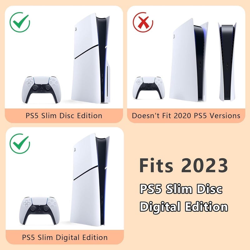 CENXI حقيبة حمل متوافقة مع PS5 Slim، حقيبة سفر PS5 Slim ذات غلاف صلب، حقيبة حماية منظمة لوحدة تحكم PlayStation 5 Slim ووحدة تحكم مزدوجة وملحقات (أسود) - Image 2