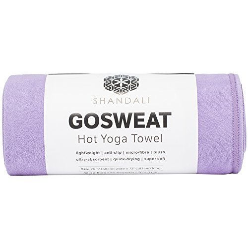 Shandali Hot Yoga GoSweat Microfiber Hand Towel in Super Absorbent Premium Violet Suede for Bikram, Pilates, Gym, and Outdoor Sports. 16 x 26.5 inches. - Image 1