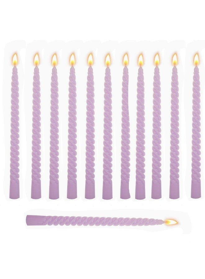 12 Pack Spiral Gradient Taper Candles Long Pole Unscented Candles, Smokeless & Dripless, Gift Boxed for Wedding, Table or Mantle Decor (Purple)