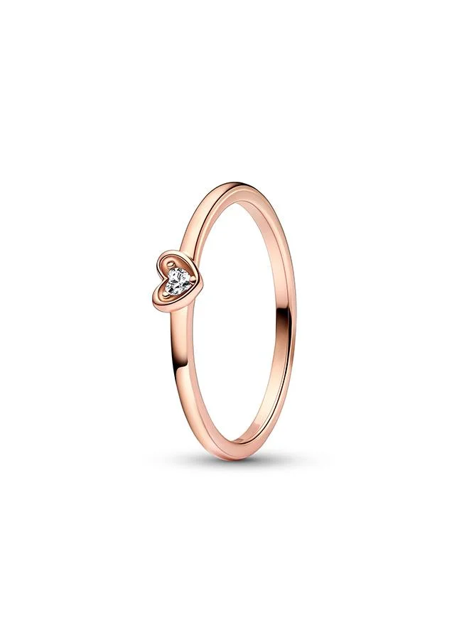 Heart 14k rose gold-plated ring with clear cubic zirconia