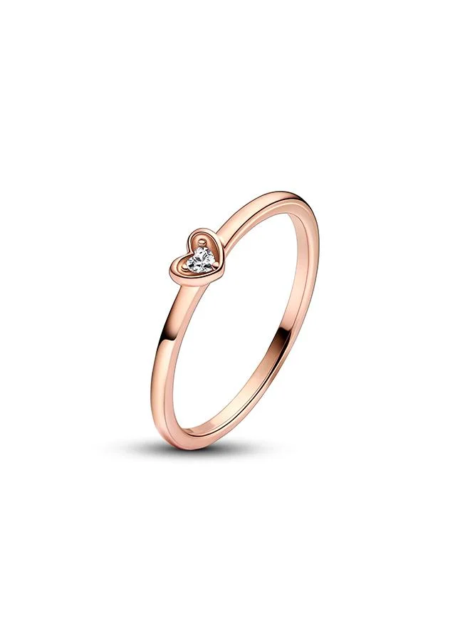 Pandora  Heart 14k rose gold-plated ring with clear cubic zirconia for Women | Best Price UAE
