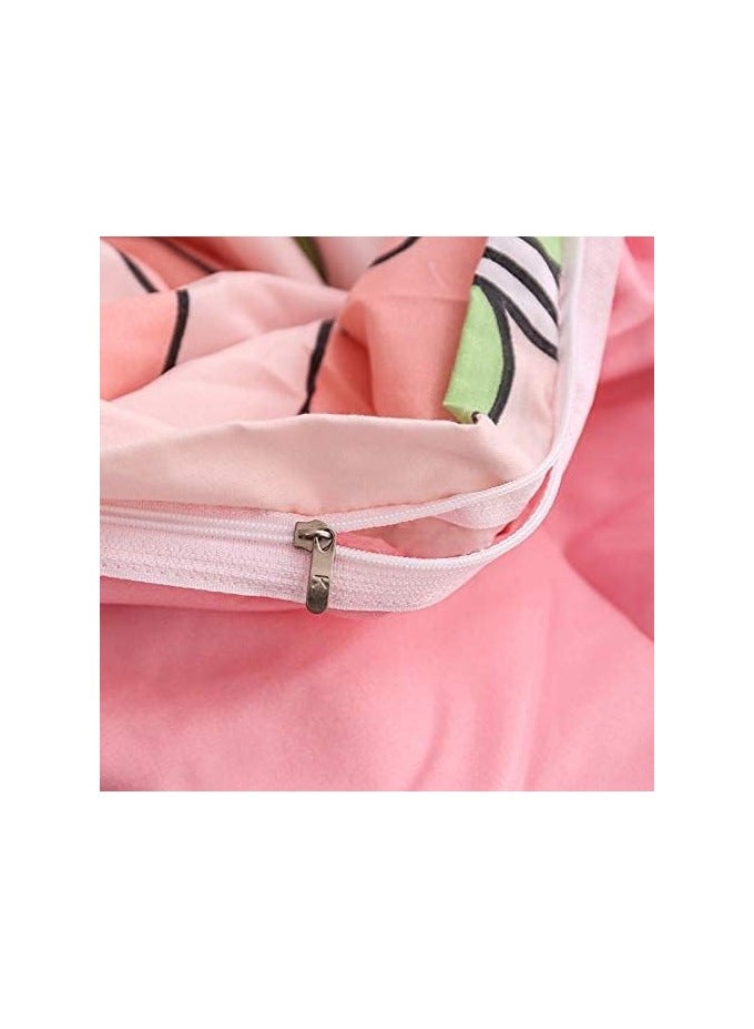 عام طقم لحاف جميع مفارش السرير الوردي الخوخ الوردي للأطفال كاواي فتيات لطيف لحاف لطيف فاكهة لطيف لحاف نباتات استوائية ناعمة قابلة للعكس أغطية أسرة ناعمة ديكور غرفة - Image 4